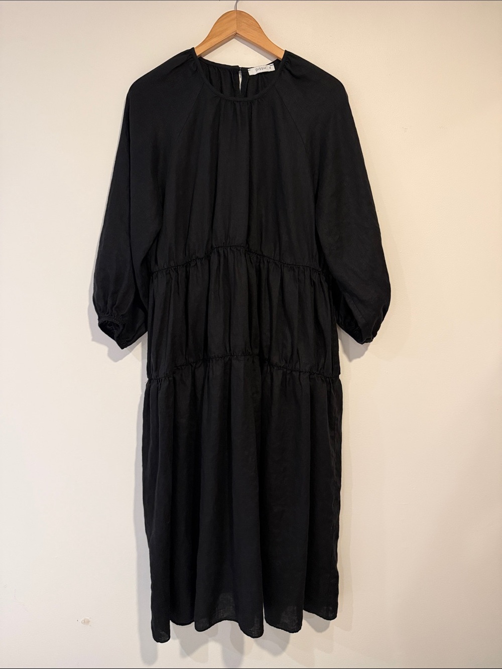 DISSH Black Tiered Linen Maxi Dress - Oversized Relaxed